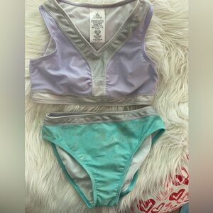 Disney Ariel Lilac and Aqua Two-Piece Swim Set - girls size 9/10